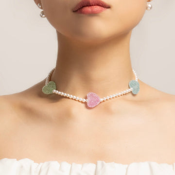 Zero Calorie Gummy Heart Pearl Necklace